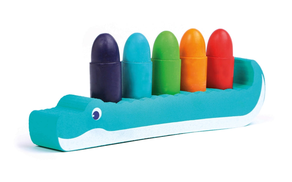 LUDI Bath Toy Set Crayons with Crocodile