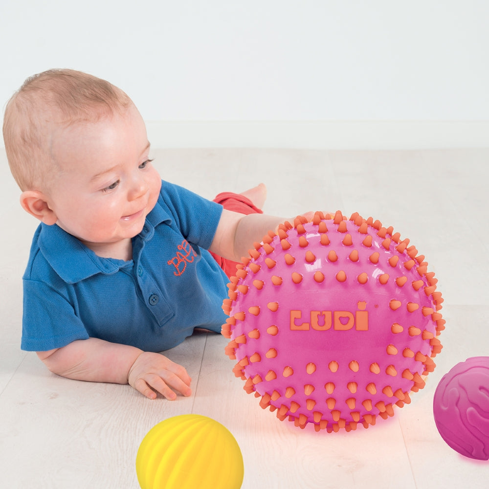 LUDI Sensory Balls, pink and yellow, 3 pcs.