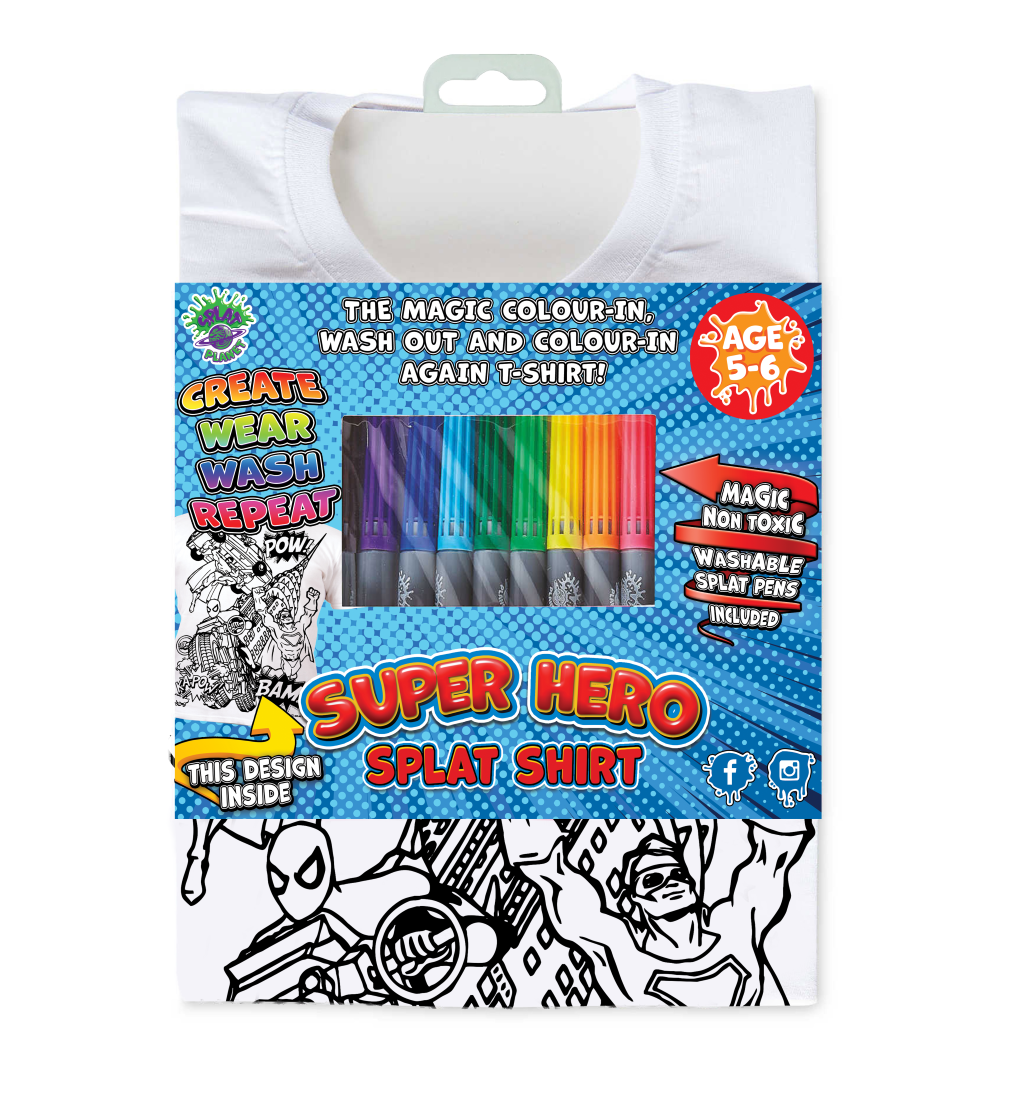Splat Planet marškinėliai su flomasteriais Super herojai