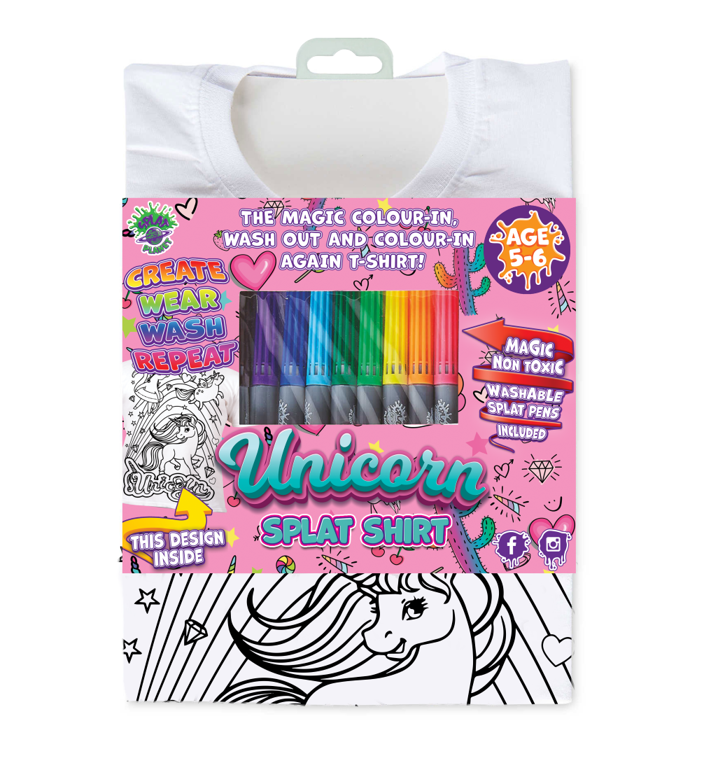 Splat Planet T-Shirt with Unicorn Markers