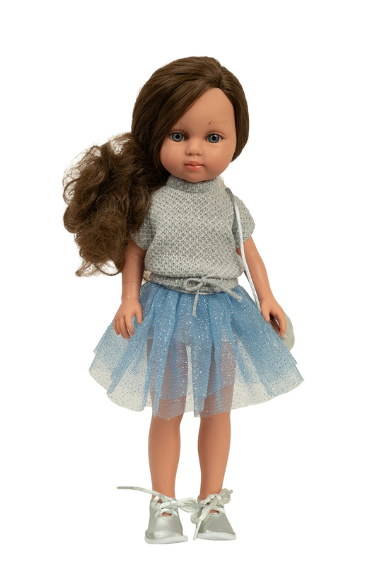 Arias lėlė mergaitė Carlota mėlynu sijonėliu, 36 cm | ARIAS