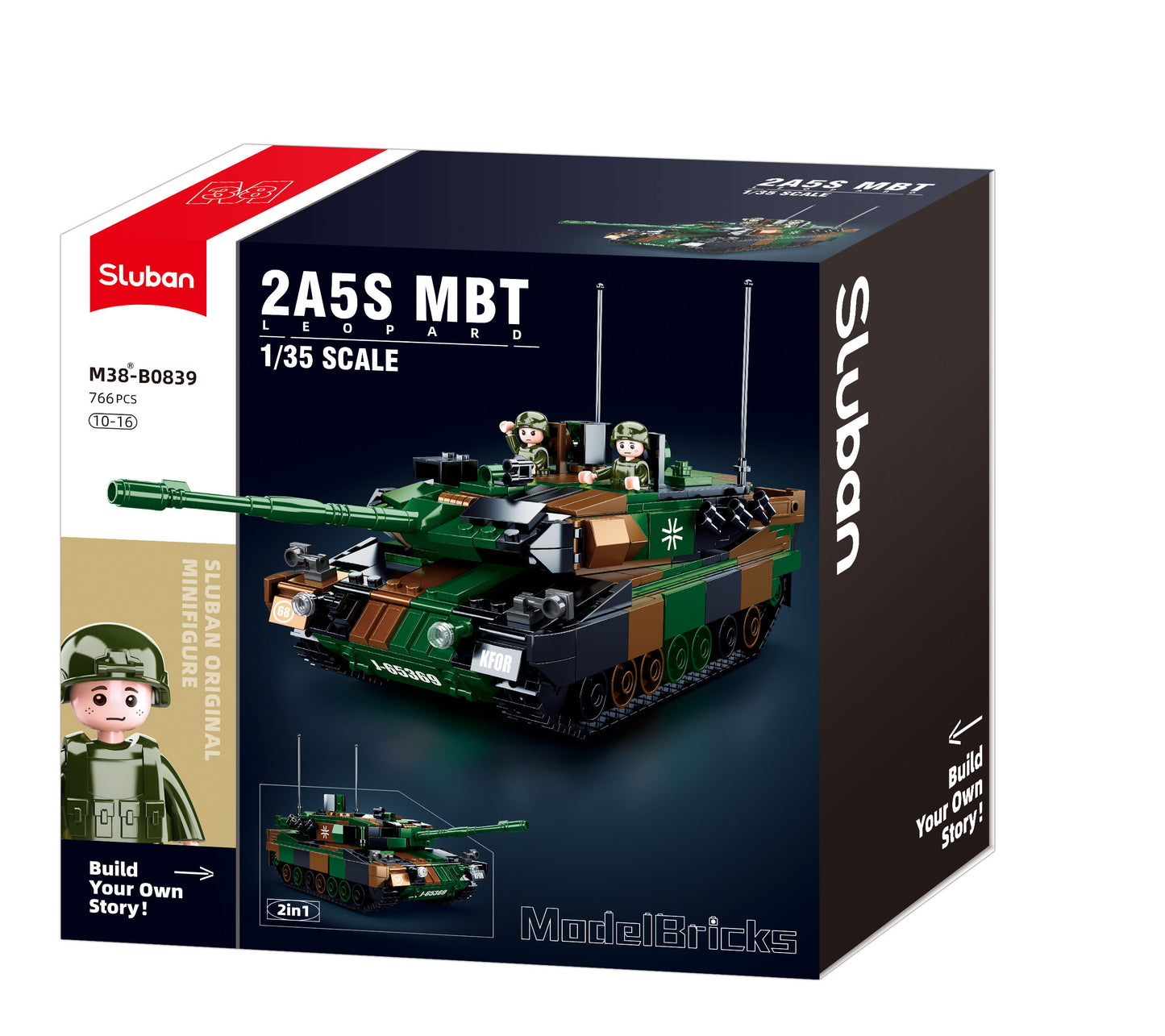 Sluban konstruktorius, LEOPARD 2A5 pagrindinis tankas 2in1, 766 det. | SLUBAN
