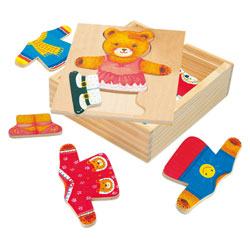 Medinė dėlionė-žaidimas, Aprenk meškutę Bertą, 3+ | BINO