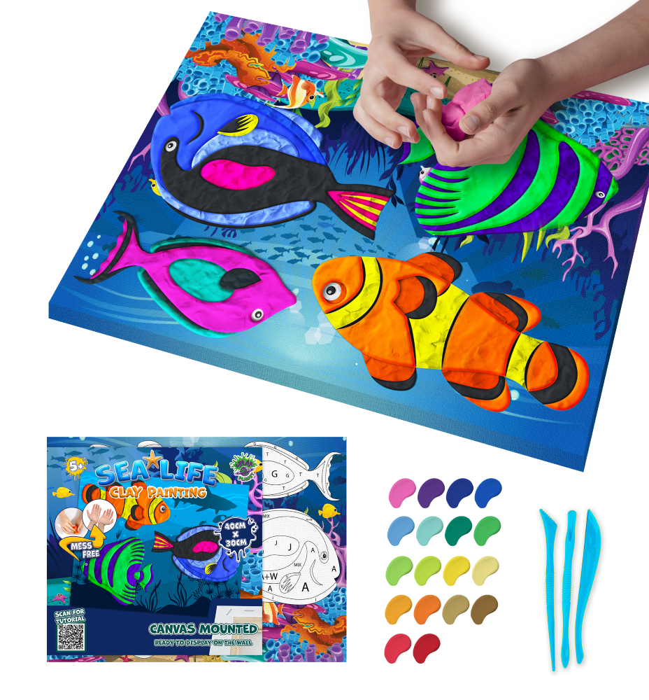 Splat Planet paveikslas iš modelino, Jūra 30x40cm