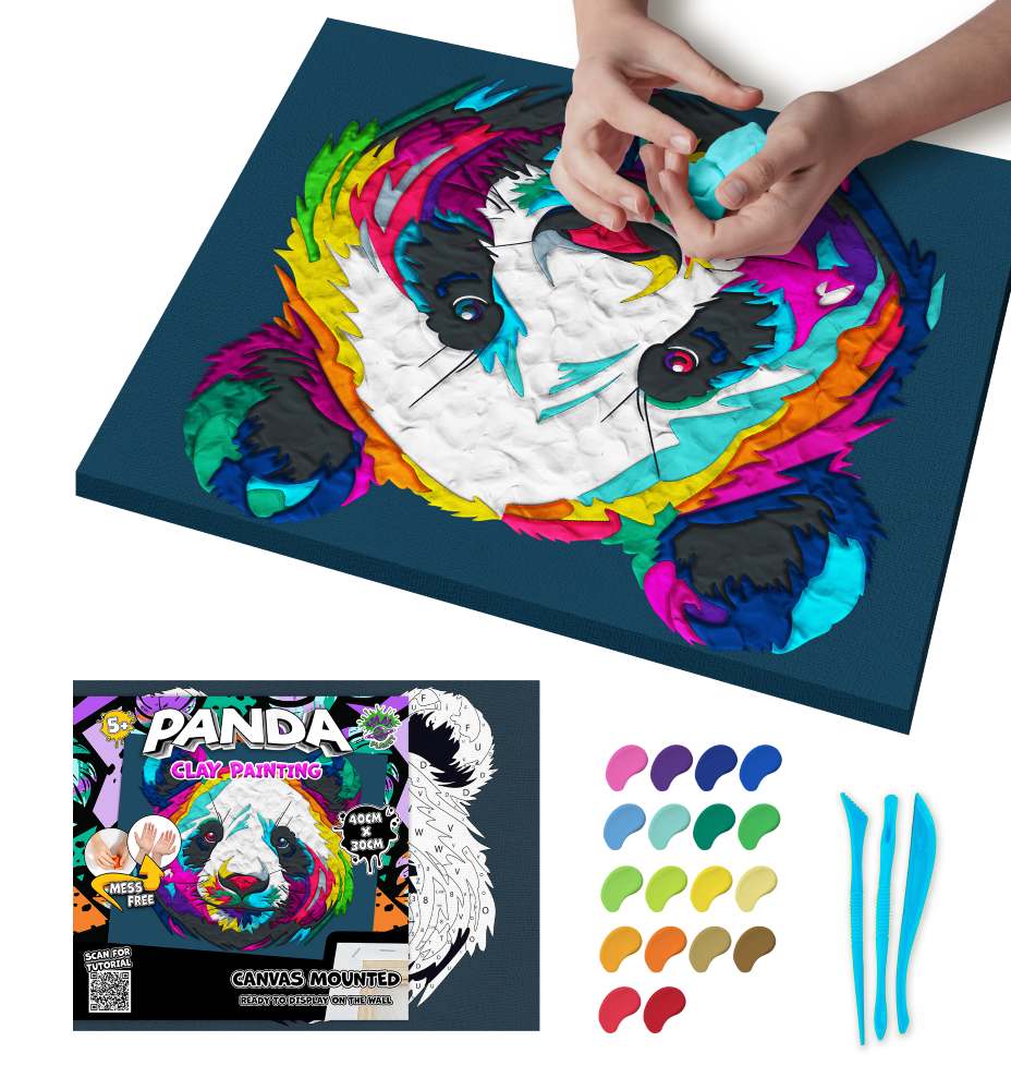 Splat Planet paveikslas iš modelino, Panda 30x40cm